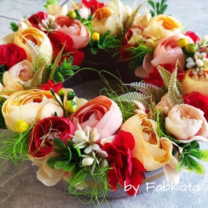 Csupa virágos asztaldísz dekoráció koszorú virágbox doboz  - otthon & életmód - virágdekoráció - virágdíszek - dekor koszorúk, kopogtatók - Meska.hu