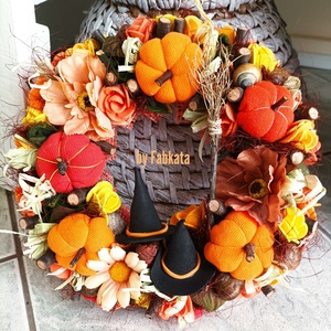 Boszorkányos őszi ajtódísz 24cm kopogtató  - otthon & életmód - dekoráció - halloween - halloweeni ajtódíszek és ablakdíszek - Meska.hu