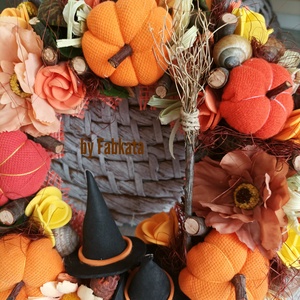 Boszorkányos őszi ajtódísz 24cm kopogtató , Otthon & Életmód, Dekoráció, Halloween, Halloweeni ajtódíszek és ablakdíszek, Virágkötés, MESKA