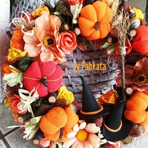 Boszorkányos őszi ajtódísz 24cm kopogtató  - otthon & életmód - dekoráció - halloween - halloweeni ajtódíszek és ablakdíszek - Meska.hu
