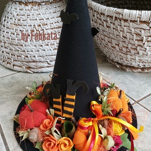 Boszorkány kalap tökös őszi asztaldísz dekoráció - otthon & életmód - dekoráció - halloween - halloweeni dekoráció - Meska.hu