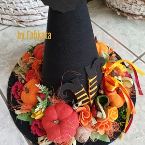 Boszorkány kalap tökös őszi asztaldísz dekoráció - otthon & életmód - dekoráció - halloween - halloweeni dekoráció - Meska.hu