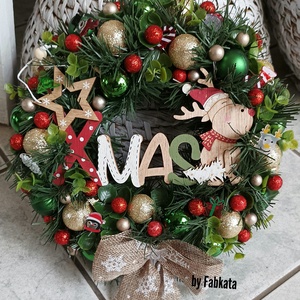 Adventi karácsonyi ajtódísz kopogtató 24cm koszorú  - karácsony - adventi díszek - adventi ajtódísz - Meska.hu