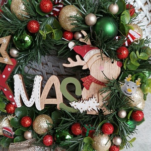 Adventi karácsonyi ajtódísz kopogtató 24cm koszorú  - karácsony - adventi díszek - adventi ajtódísz - Meska.hu