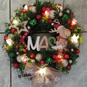 Adventi karácsonyi ajtódísz kopogtató 24cm koszorú , Karácsony, Adventi díszek, Adventi ajtódísz, Virágkötés, MESKA