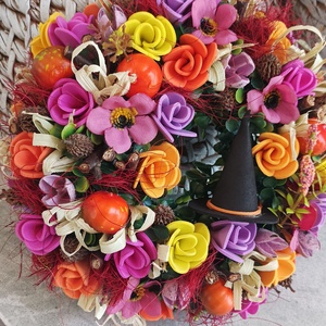 Tökös őszi mini ajtódísz kopogtató 19cm koszorú  - otthon & életmód - dekoráció - halloween - halloweeni ajtódíszek és ablakdíszek - Meska.hu