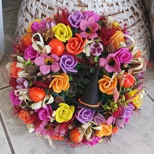 Tökös őszi mini ajtódísz kopogtató 19cm koszorú , Otthon & Életmód, Dekoráció, Halloween, Halloweeni ajtódíszek és ablakdíszek, Virágkötés, Mindenmás, MESKA