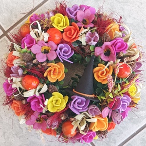 Tökös őszi mini ajtódísz kopogtató 19cm koszorú  - otthon & életmód - dekoráció - halloween - halloweeni ajtódíszek és ablakdíszek - Meska.hu