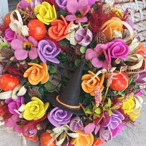 Tökös őszi mini ajtódísz kopogtató 19cm koszorú  - otthon & életmód - dekoráció - halloween - halloweeni ajtódíszek és ablakdíszek - Meska.hu