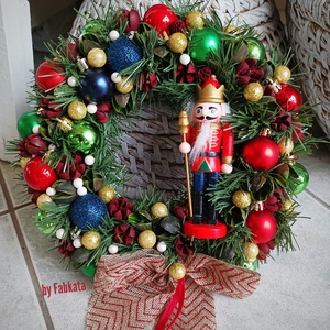 Diótörős adventi karácsonyi ajtódísz kopogtató 24cm koszorú , Karácsony, Adventi díszek, Adventi ajtódísz, Virágkötés, Mindenmás, MESKA