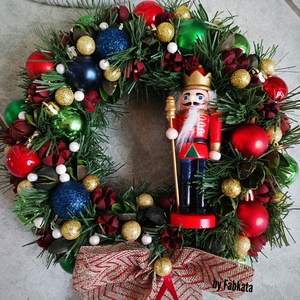 Diótörős adventi karácsonyi ajtódísz kopogtató 24cm koszorú  - karácsony - adventi díszek - adventi ajtódísz - Meska.hu