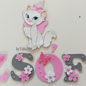 Marie cica dekorgumi falmatrica szett babanév  - otthon & életmód - dekoráció - fali és függő dekoráció - betű & név - Meska.hu