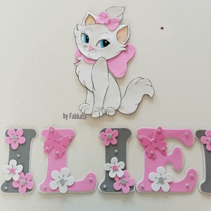 Marie cica dekorgumi falmatrica szett babanév  - otthon & életmód - dekoráció - fali és függő dekoráció - betű & név - Meska.hu