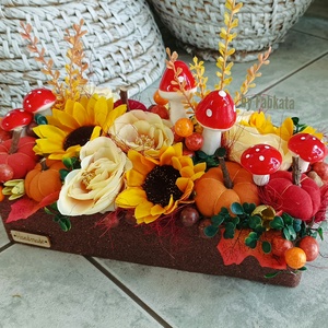 Őszi tökös virágbox asztaldísz doboz névnapra, szülinapra Halloween   - otthon & életmód - dekoráció - asztal és polc dekoráció - asztaldísz - Meska.hu