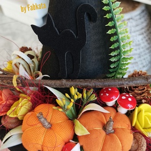 Boszikalap őszi tökös ajtódísz  - otthon & életmód - dekoráció - halloween - halloweeni dekoráció - Meska.hu