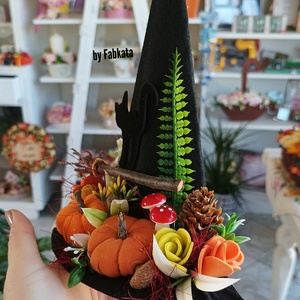 Boszikalap őszi tökös ajtódísz  - otthon & életmód - dekoráció - halloween - halloweeni dekoráció - Meska.hu