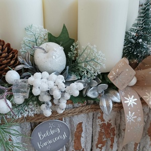 Havas fenyős adventi asztaldísz dekoráció - karácsony - adventi díszek - adventi koszorú - Meska.hu