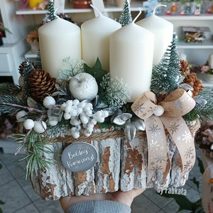 Havas fenyős adventi asztaldísz dekoráció - karácsony - adventi díszek - adventi koszorú - Meska.hu