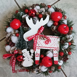 Adventi karácsonyi ajtódísz kopogtató 24cm koszorú  - karácsony - adventi díszek - adventi ajtódísz - Meska.hu