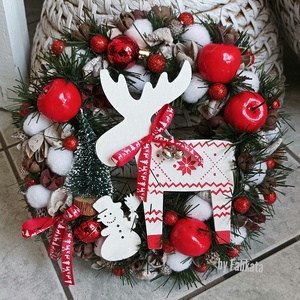 Adventi karácsonyi ajtódísz kopogtató 24cm koszorú , Karácsony, Adventi díszek, Adventi ajtódísz, Virágkötés, MESKA