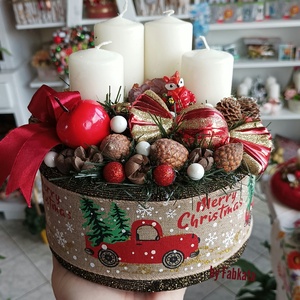 Adventibox karácsonyi koszorú doboz , Karácsony, Adventi díszek, Adventi asztaldísz, Virágkötés, Mindenmás, MESKA