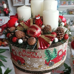 Adventibox karácsonyi koszorú doboz  - karácsony - adventi díszek - adventi asztaldísz - Meska.hu
