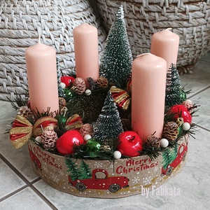 Adventi koszorú karácsonyi asztaldísz ajándék  , Karácsony, Adventi díszek, Adventi koszorú, Virágkötés, MESKA