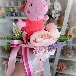 Peppa ovis ballagási csokor ajándék plüss  - otthon & életmód - virágdekoráció - virágok - virágcsokor - Meska.hu