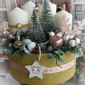 Adventi koszorú karácsonyi asztaldísz ajándék   - karácsony - adventi díszek - adventi koszorú - Meska.hu