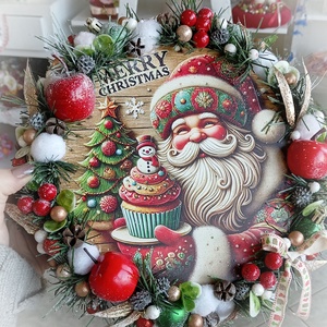 Mikulás adventi karácsonyi ajtódísz kopogtató 24cm koszorú , Karácsony, Adventi díszek, Adventi ajtódísz, Virágkötés, Mindenmás, MESKA
