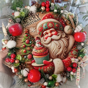 Mikulás adventi karácsonyi ajtódísz kopogtató 24cm koszorú  - karácsony - adventi díszek - adventi ajtódísz - Meska.hu