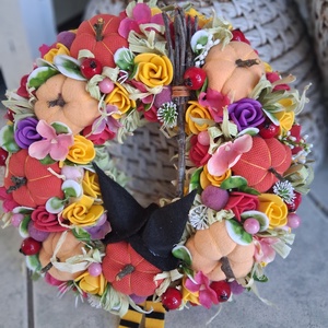 Őszi szines ajtódísz 24cm kopogtató  - Meska.hu