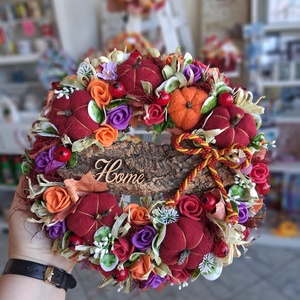 Őszi ajtódísz kopogtató 24cm koszorú , Otthon & Életmód, Dekoráció, Ajtó- és ablak dekoráció, Ajtódísz & Kopogtató, Virágkötés, Mindenmás, MESKA