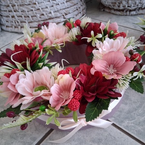 Virágkoszorú asztaldísz  - otthon & életmód - dekoráció - asztal és polc dekoráció - asztaldísz - Meska.hu