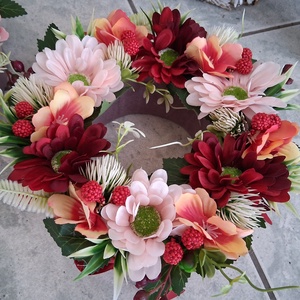 Selyemvirágos koszorú asztaldísz  - otthon & életmód - dekoráció - asztal és polc dekoráció - asztaldísz - Meska.hu