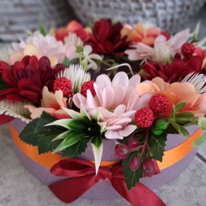 Selyemvirágos koszorú asztaldísz  - otthon & életmód - dekoráció - asztal és polc dekoráció - asztaldísz - Meska.hu