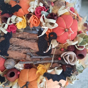 Őszi tökös ajtódísz kopogtató koszorú  - otthon & életmód - dekoráció - ajtó- és ablak dekoráció - ajtódísz & kopogtató - Meska.hu