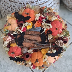 Őszi tökös ajtódísz kopogtató koszorú  - otthon & életmód - dekoráció - ajtó- és ablak dekoráció - ajtódísz & kopogtató - Meska.hu