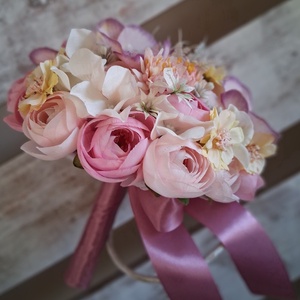 Pasztell rózsaszín menyasszonyi csokor  - otthon & életmód - dekoráció - virágdísz és tartó - csokor & virágdísz - Meska.hu
