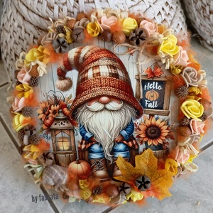 Őszi színes ajtódísz kopogtató 24cm koszorú , Otthon & Életmód, Dekoráció, Ajtó- és ablak dekoráció, Ajtódísz & Kopogtató, Virágkötés, MESKA