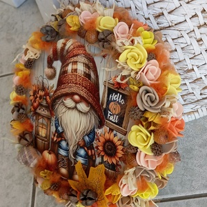 Őszi színes ajtódísz kopogtató 24cm koszorú  - otthon & életmód - dekoráció - ajtó- és ablak dekoráció - ajtódísz & kopogtató - Meska.hu