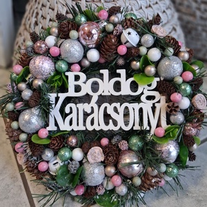 Adventi karácsonyi ajtódísz kopogtató 24cm koszorú  - Meska.hu