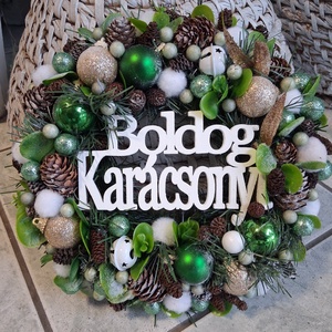 Adventi karácsonyi ajtódísz kopogtató 24cm koszorú , Karácsony, Adventi díszek, Adventi ajtódísz, Virágkötés, Mindenmás, MESKA