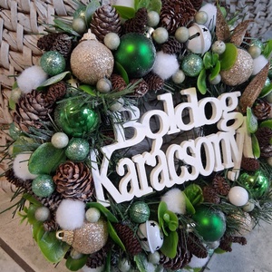 Adventi karácsonyi ajtódísz kopogtató 24cm koszorú  - karácsony - adventi díszek - adventi ajtódísz - Meska.hu