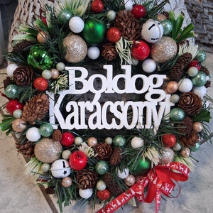 Adventi karácsonyi ajtódísz kopogtató 24cm koszorú  - Meska.hu