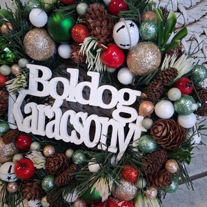 Adventi karácsonyi ajtódísz kopogtató 24cm koszorú  - karácsony - karácsonyi lakásdekoráció - karácsonyi ajtódíszek - Meska.hu