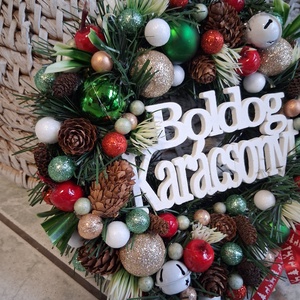 Adventi karácsonyi ajtódísz kopogtató 24cm koszorú  - karácsony - karácsonyi lakásdekoráció - karácsonyi ajtódíszek - Meska.hu