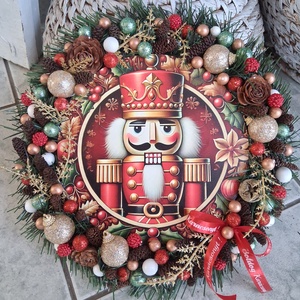 Diótörős adventi karácsonyi ajtódísz kopogtató koszorú , Karácsony, Adventi díszek, Adventi koszorú, Virágkötés, MESKA