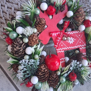 Adventi karácsonyi ajtódísz kopogtató 24cm koszorú  - karácsony - adventi díszek - adventi ajtódísz - Meska.hu