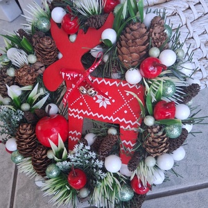 Adventi karácsonyi ajtódísz kopogtató 24cm koszorú  - karácsony - adventi díszek - adventi ajtódísz - Meska.hu